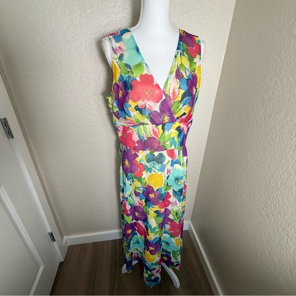 Coldwater Creek Multicolor Floral Tea Party Dress Size 16 Garden Spring Feminine - Picture 9 of 9